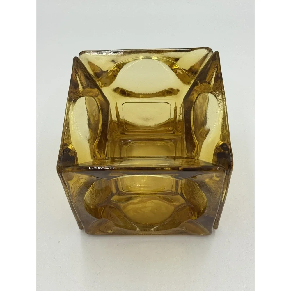 Art Glass Ashtray Amber Vase Planter Candle Holder Sculpture 5